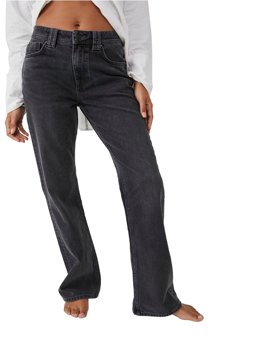 We The Free Ava High Rise Baggy Jeans in Washed Black